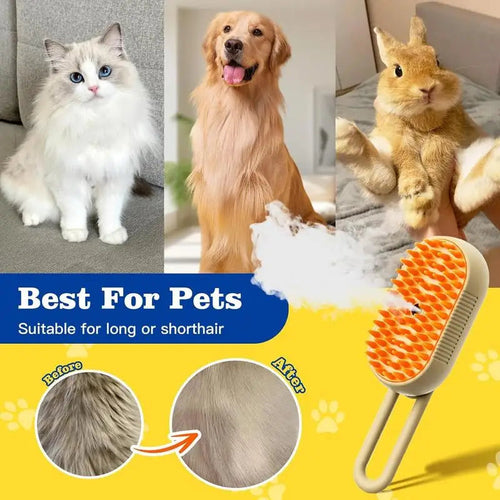 Pet Steam Brush Cat And Dog Deshedder Tool for Grooming And Hair