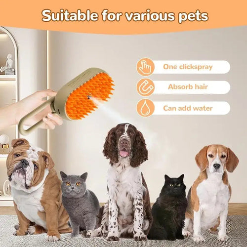 Pet Steam Brush Cat And Dog Deshedder Tool for Grooming And Hair