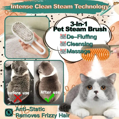 Pet Steam Brush Cat And Dog Deshedder Tool for Grooming And Hair