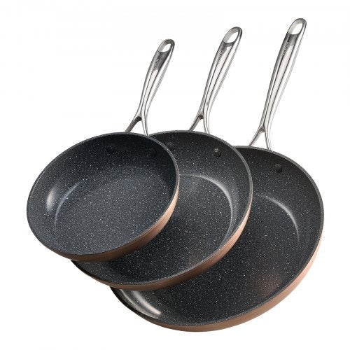 Frying Pan Skillet, Aluminum Egg Fry Pans, 3 Piece (200, 270, 300 mm),